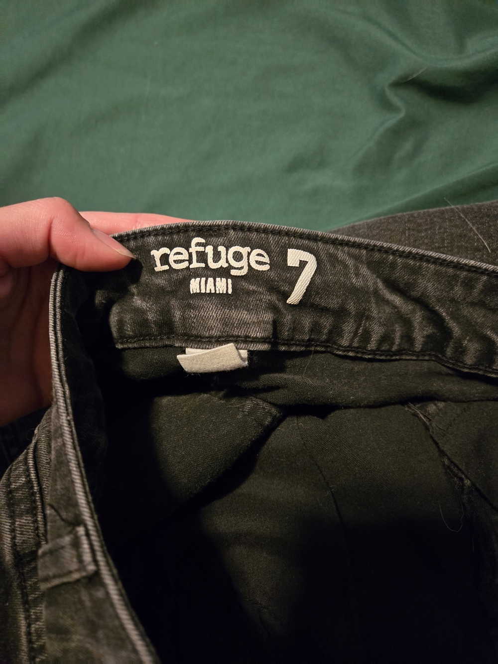 Refuge Miami Size 7 Black Distressed High Rise Denim Shorts